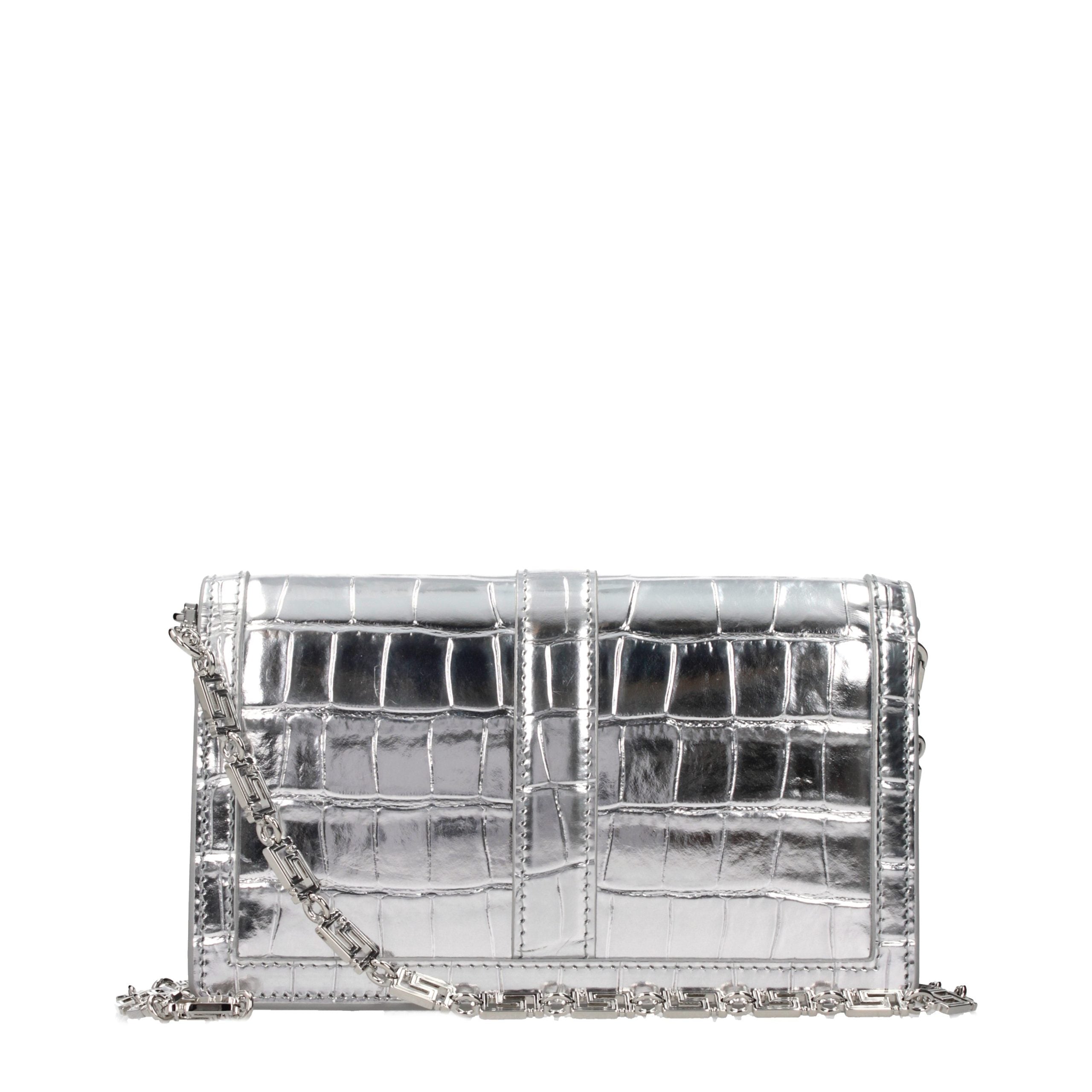 Gray Leather Crossbody Bag