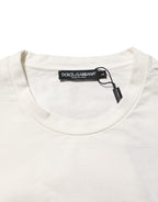 White Cotton Logo Print Men Crewneck T-shirt