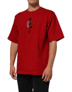 Red DG Eye Print Cotton Crew Neck T-shirt