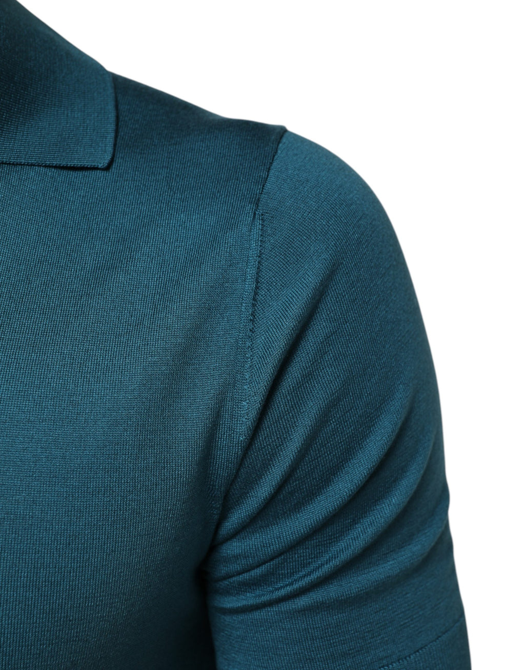 Teal Blue Silk Collared Short Sleeves Polo T-shirt