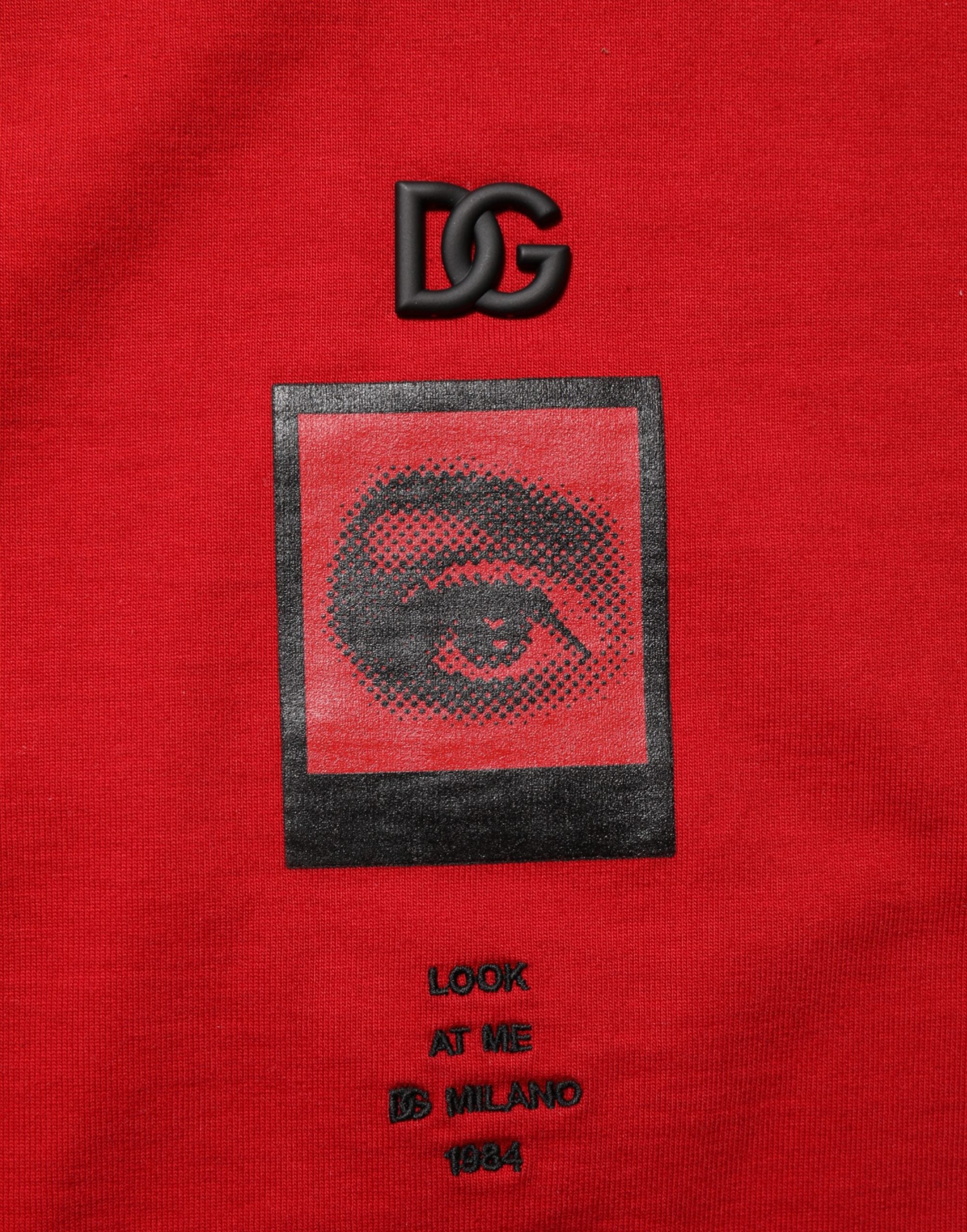 Red DG Eye Print Cotton Crew Neck T-shirt