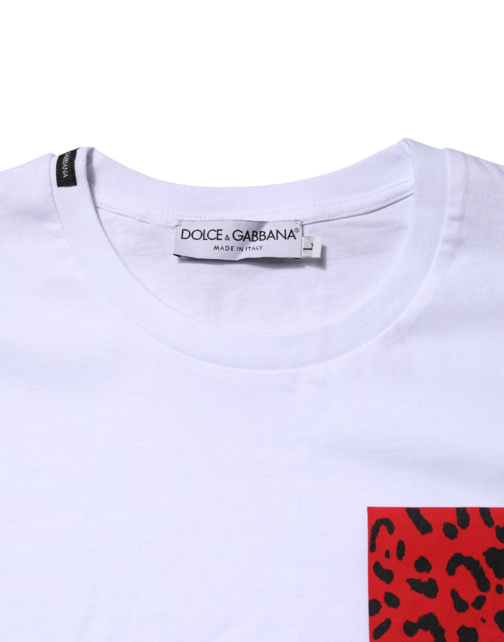 White Cotton Leopard Print Crew Neck T-shirt