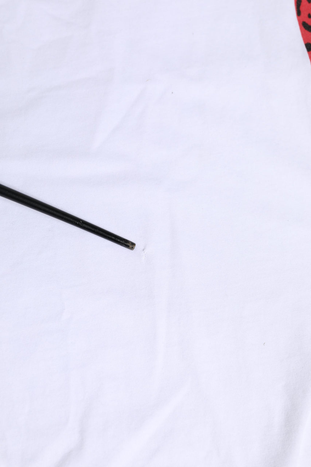 White Cotton Leopard Print Crew Neck T-shirt