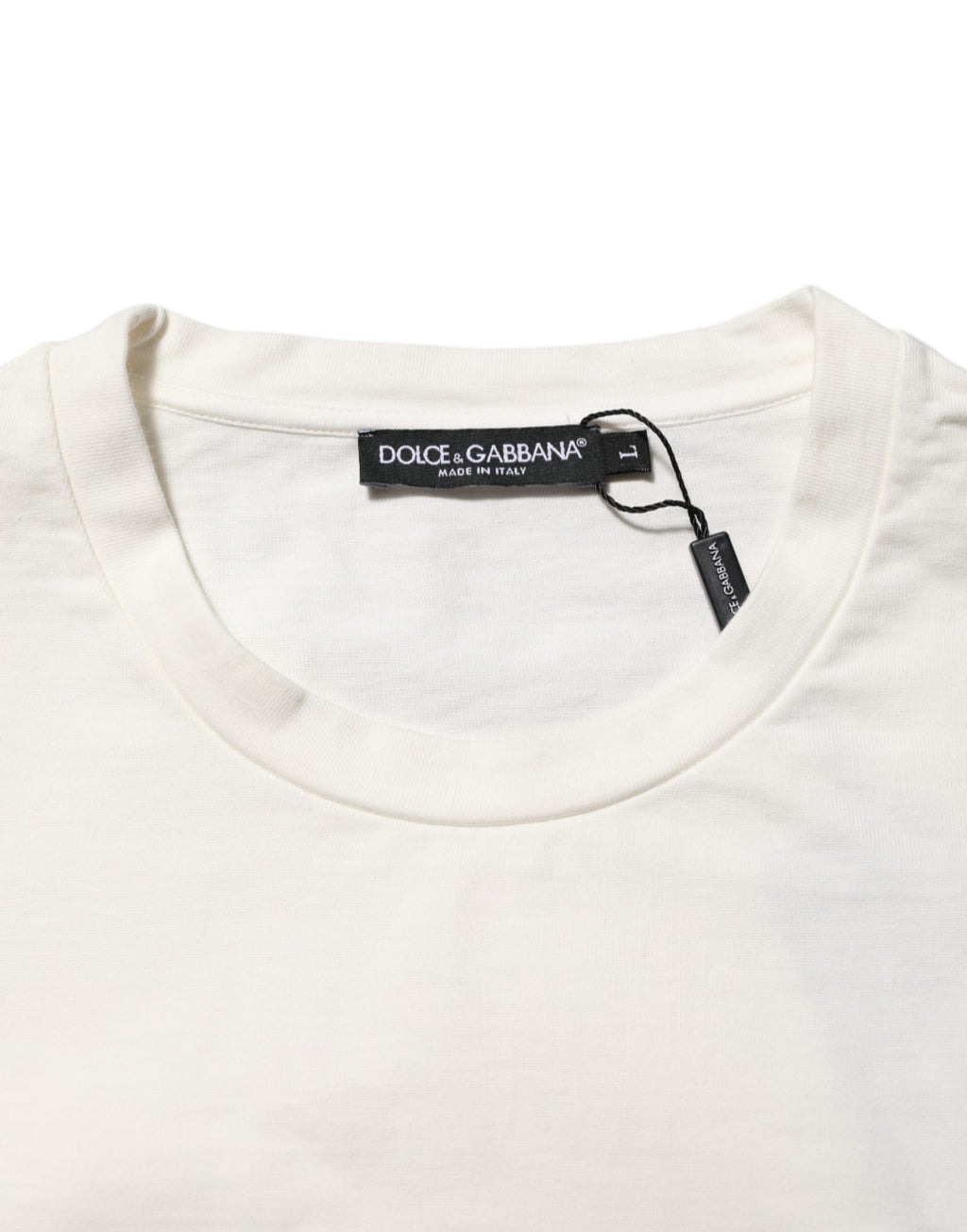 White Cotton Logo Print Men Crewneck T-shirt