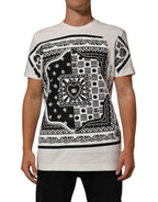 White Cotton Bandana Print CrewNeck T-shirt