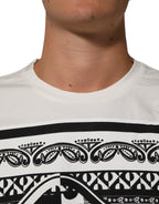 White Cotton Bandana Print CrewNeck T-shirt