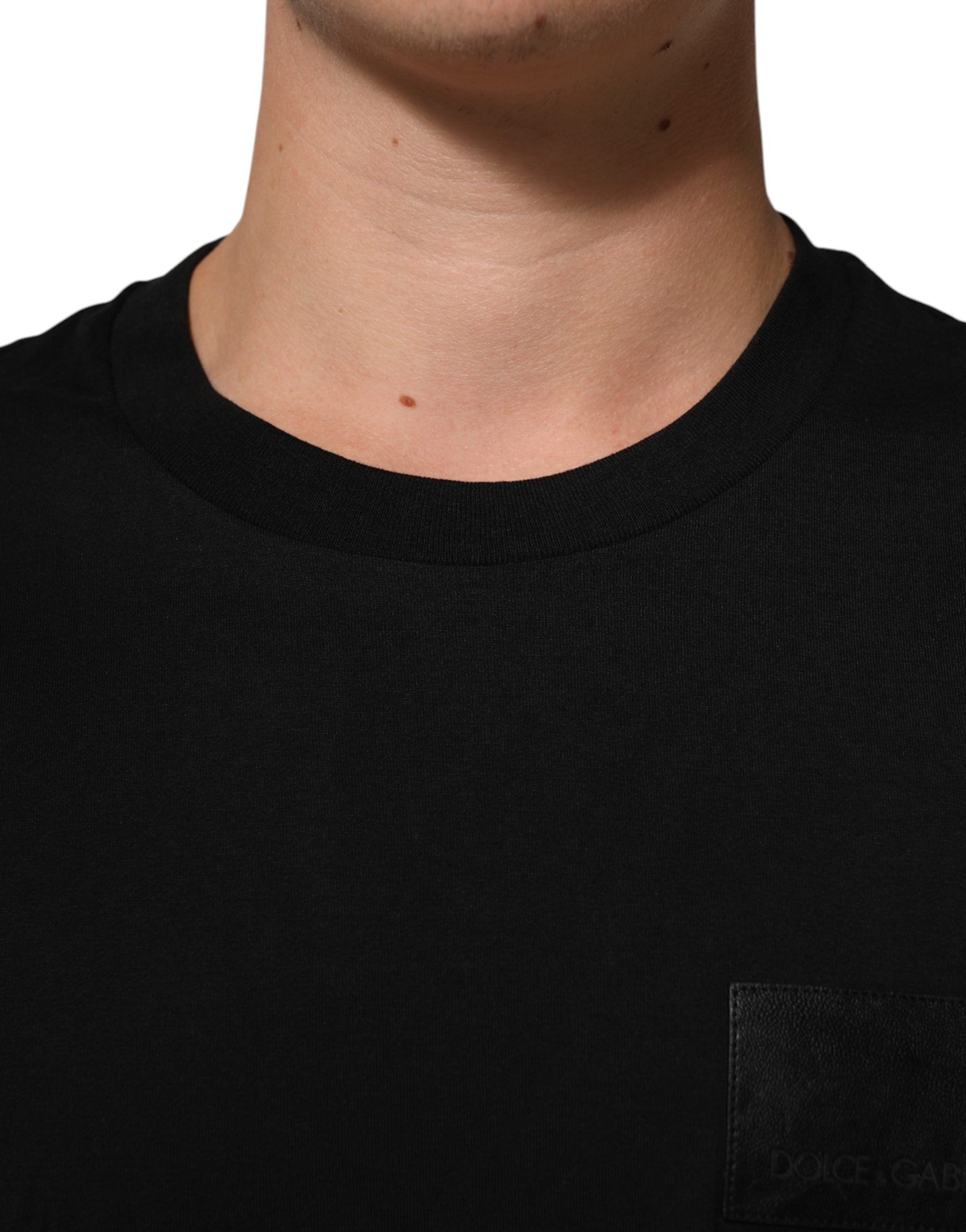 Black Cotton Logo Plaque Crew Neck T-shirt