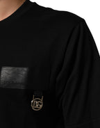Black Cotton Logo Plaque Crew Neck T-shirt