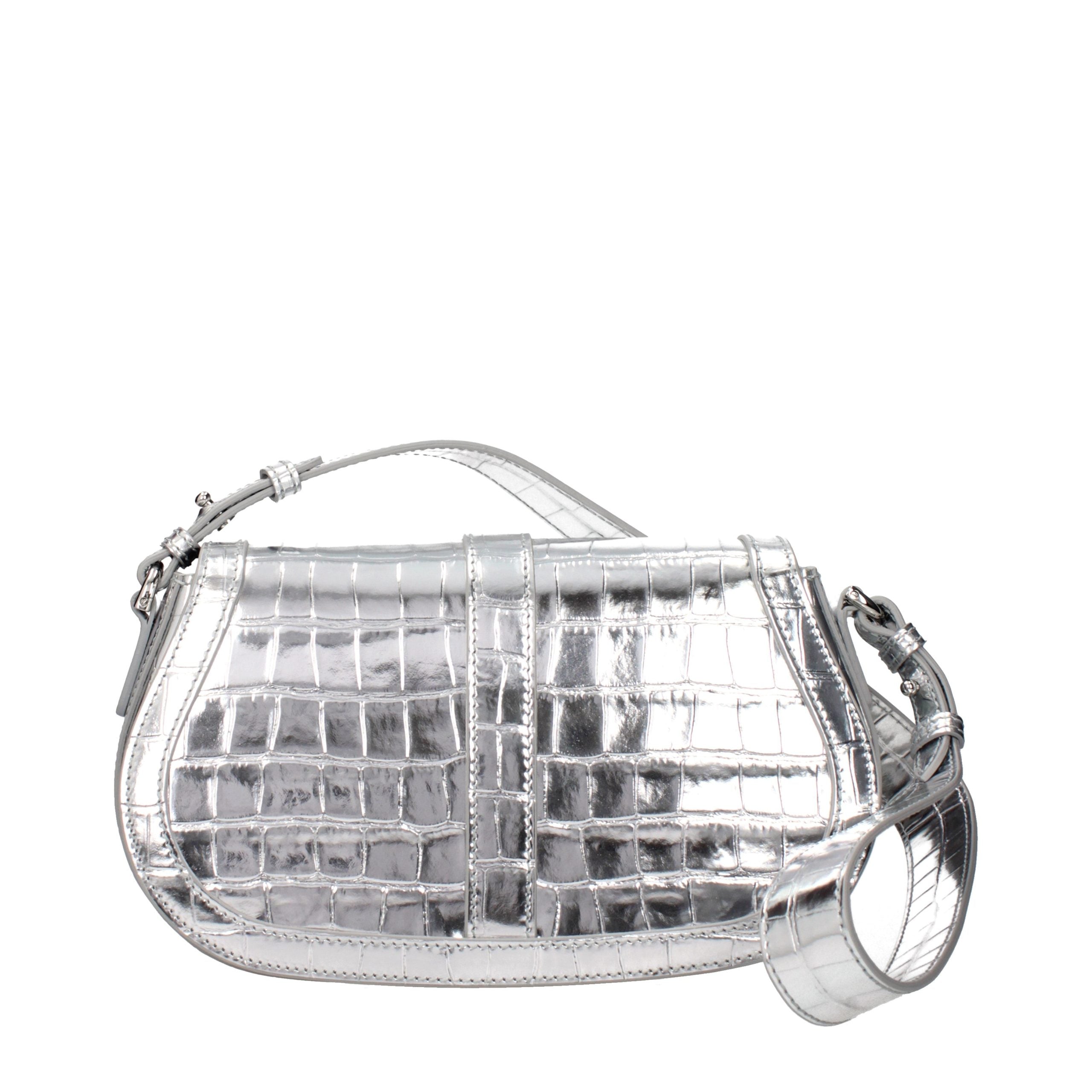 Gray Leather Shoulder Bag