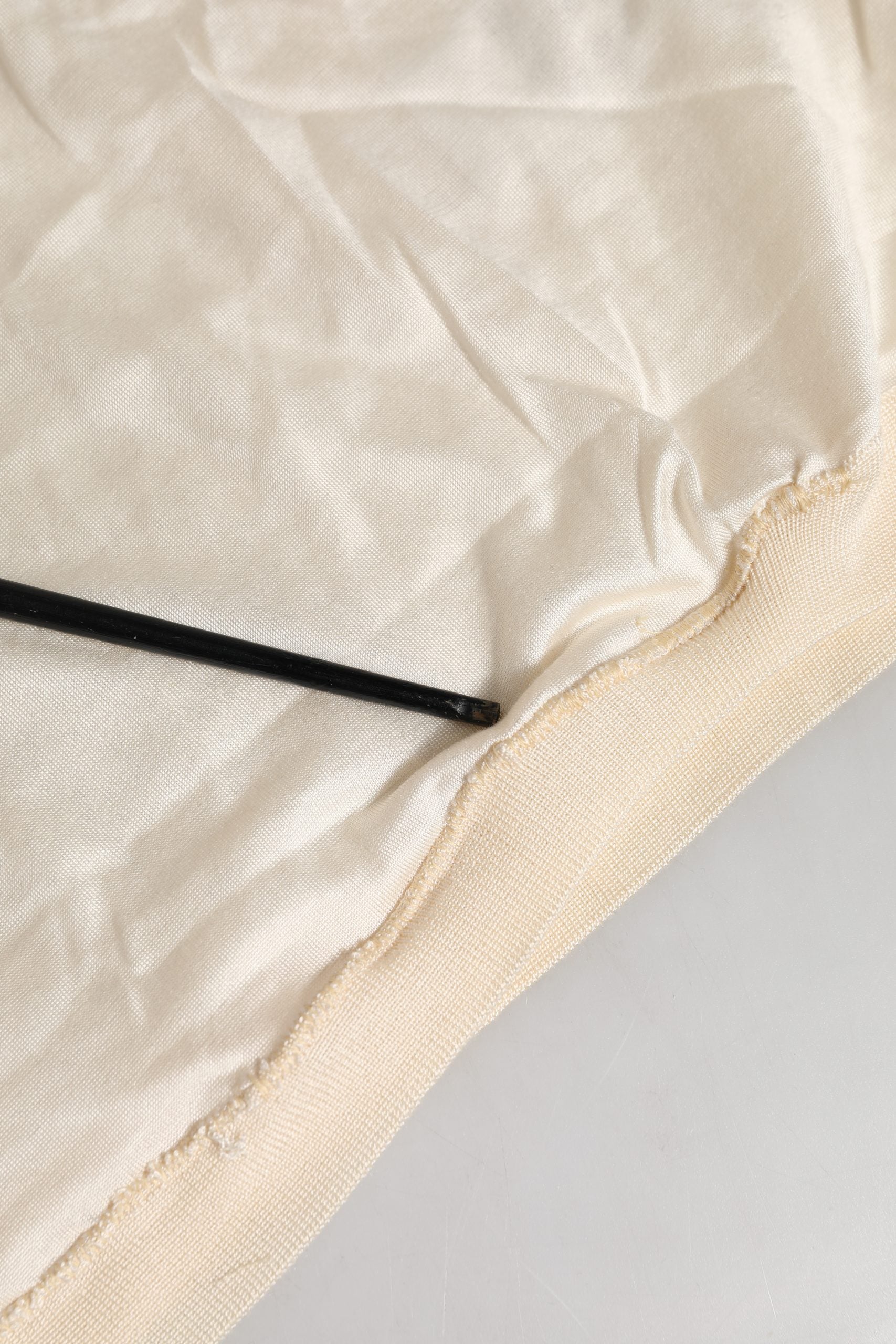 Off White Silk Henley Short Sleeves T-shirt