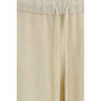 Beige Alpaca Vicugna Pacos Casual Pants