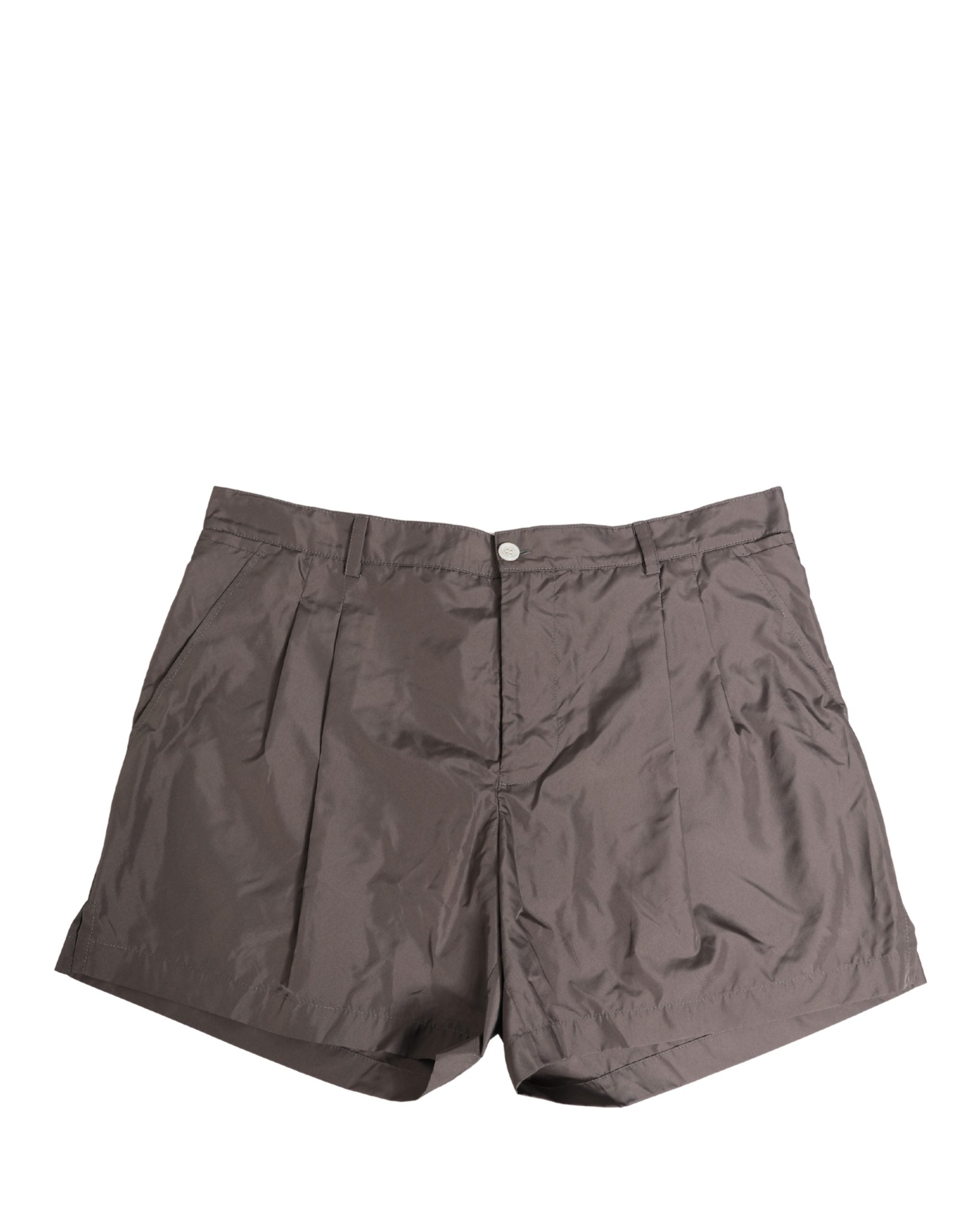 Brown Nylon Stretch Men Swim Shorts Swimwear
