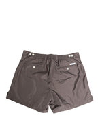 Brown Nylon Stretch Men Swim Shorts Swimwear
