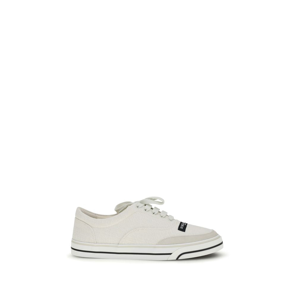 White Linen Low Top Sneakers