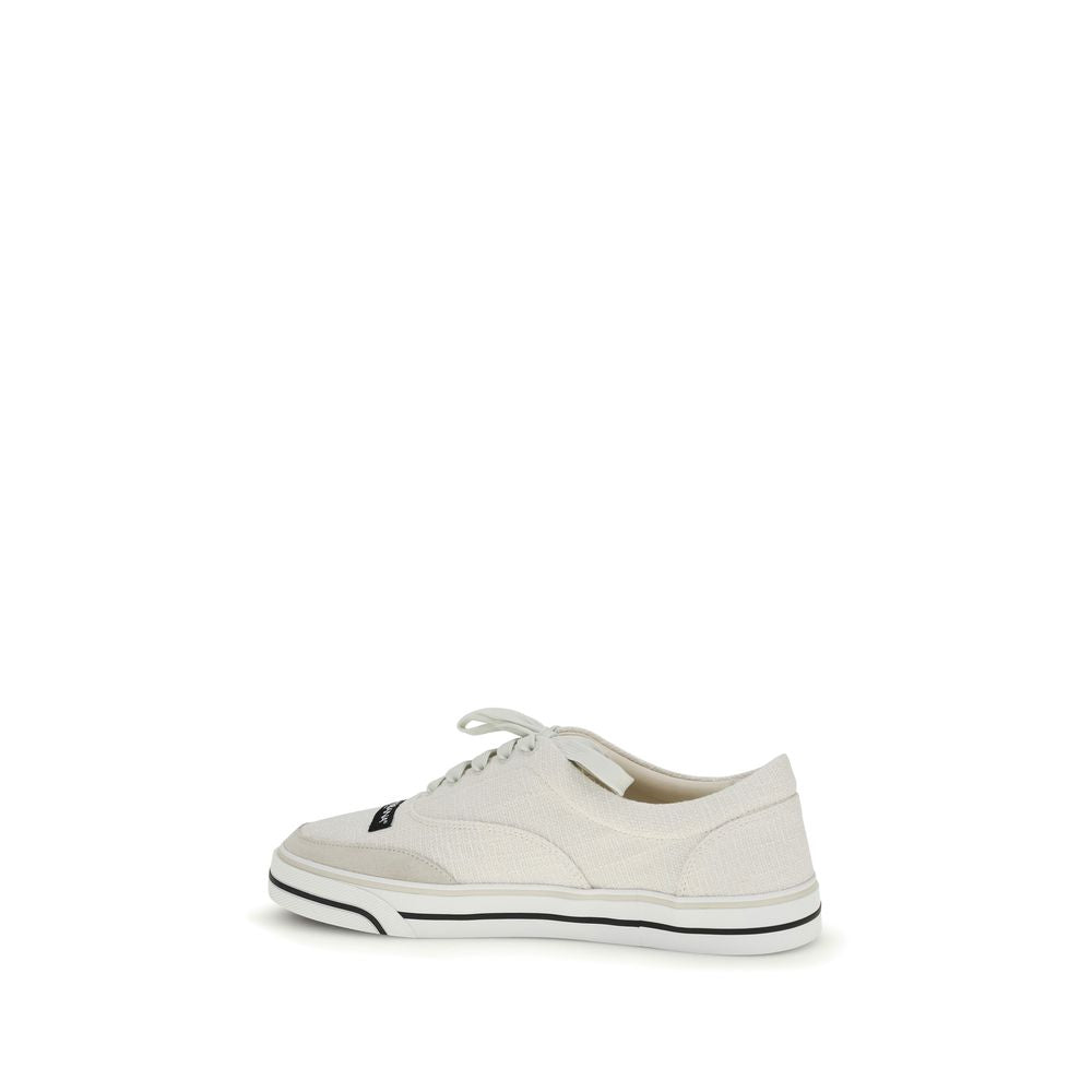 White Linen Low Top Sneakers