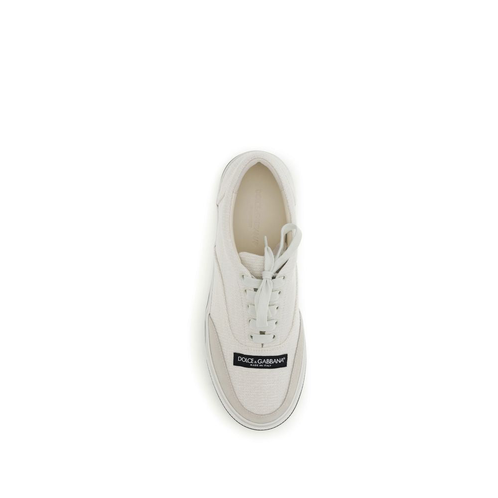 White Linen Low Top Sneakers