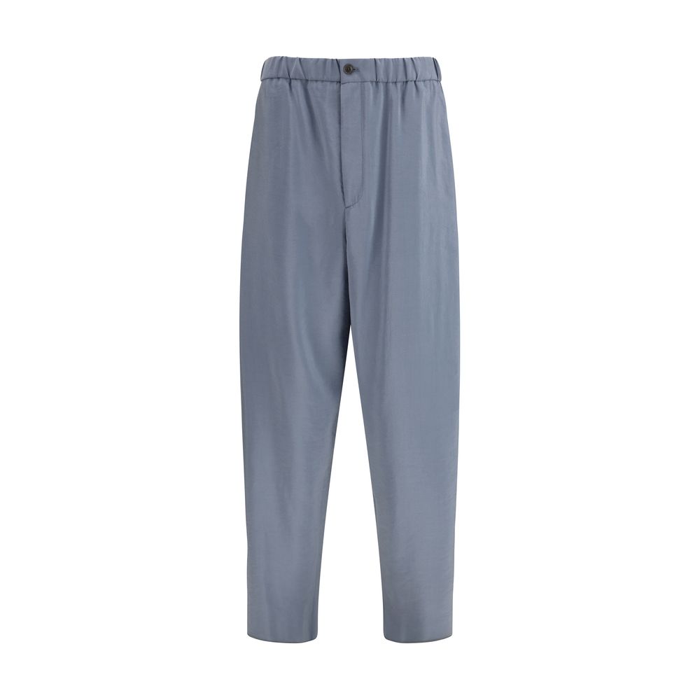 Gray Silk Casual Pants