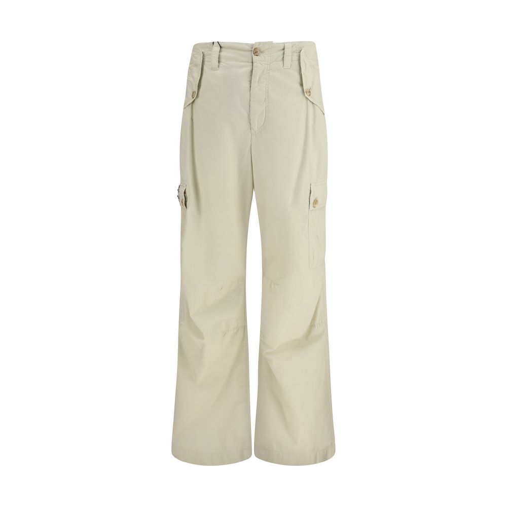 Beige Cotton Casual Pants