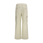 Beige Cotton Casual Pants