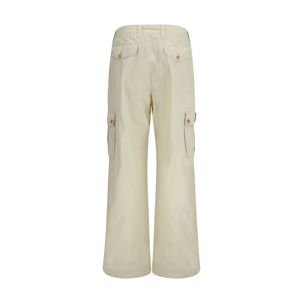 Beige Cotton Casual Pants