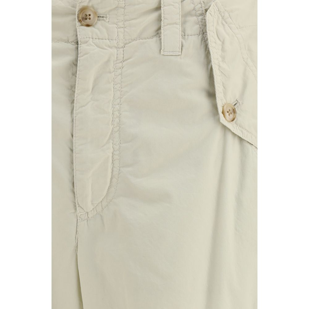 Beige Cotton Casual Pants