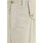 Beige Cotton Casual Pants
