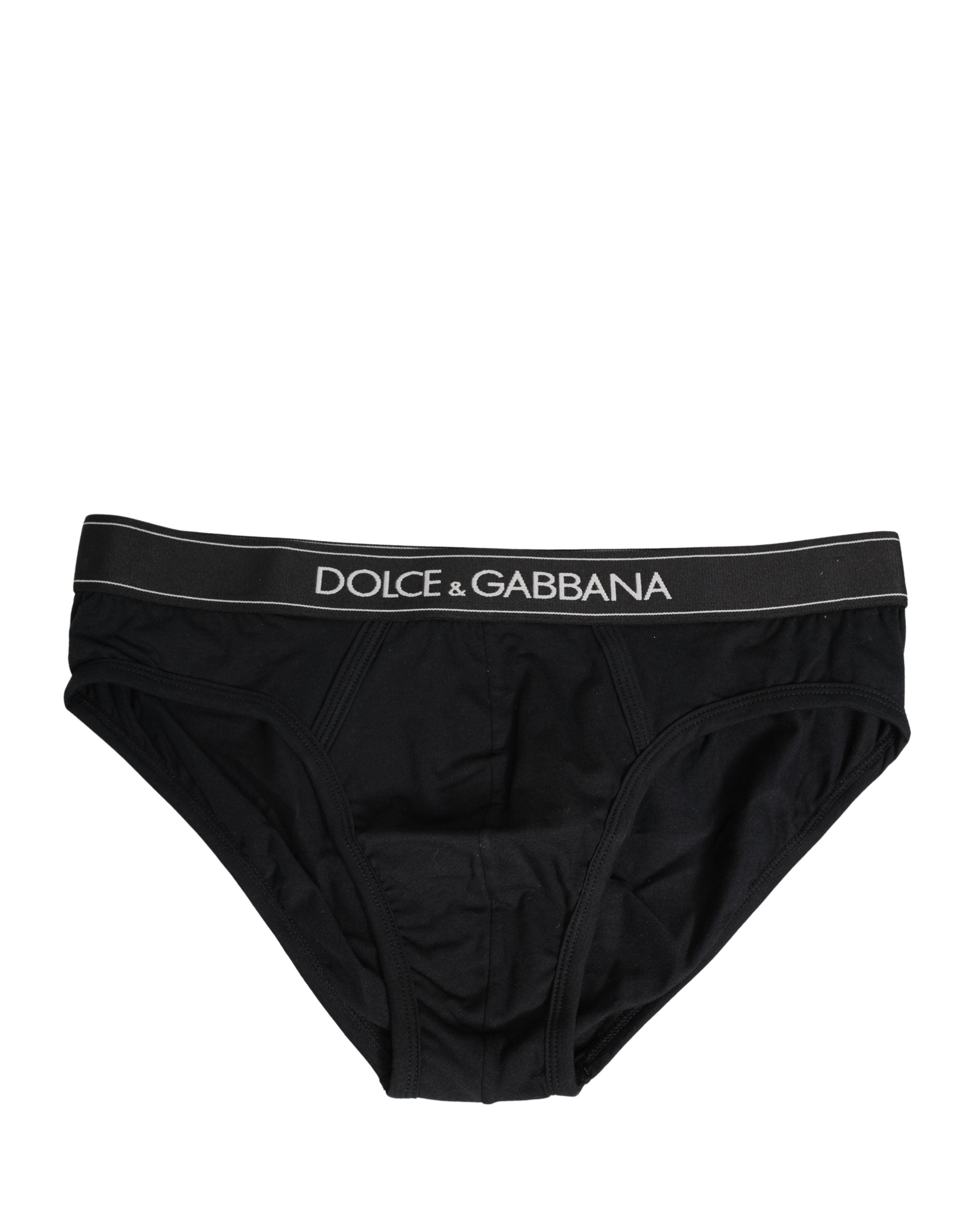 Black Cotton Logo Waistband Midi Brief Underwear