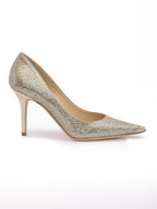 Gold Glitter Fabric Agnes Pumps