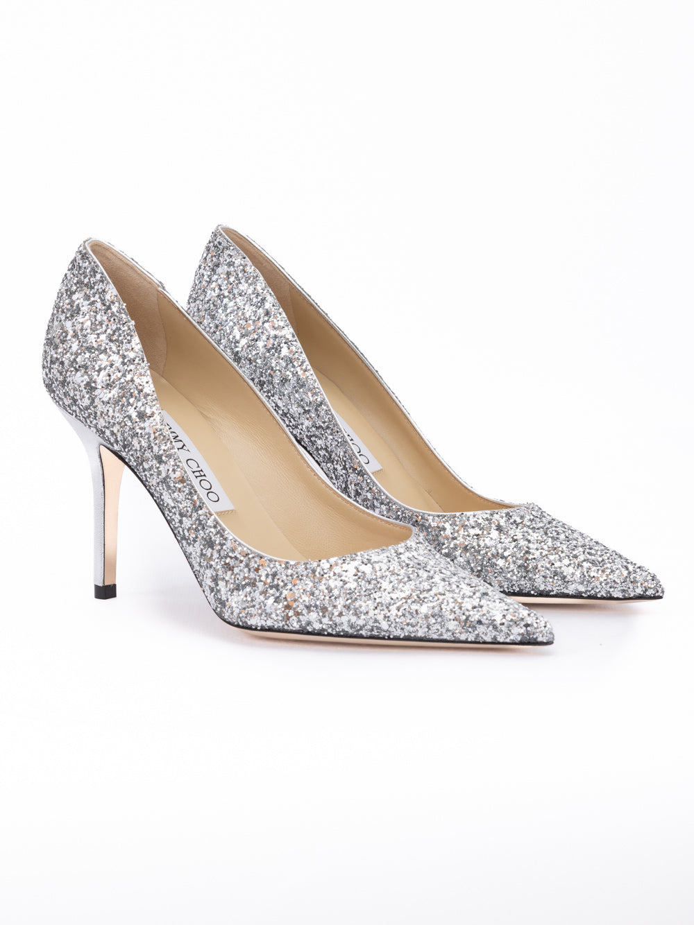 Silver Coarse Glitter Fabric Agnes Pumps