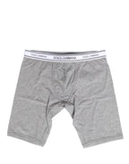 Gray Cotton Logo Waistband Midi Boxer Underwear
