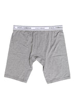 Gray Cotton Logo Waistband Midi Boxer Underwear