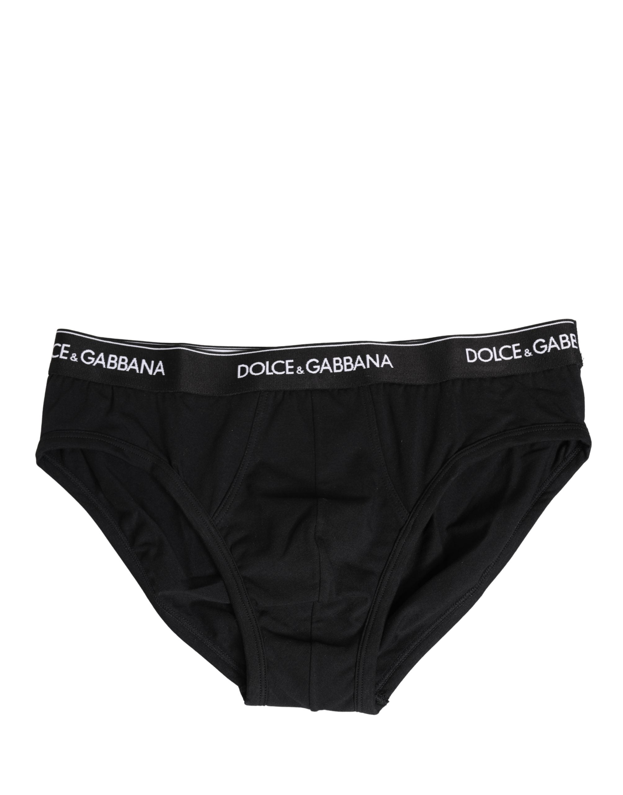 Black Cotton Logo Waistband Briefs Underwear