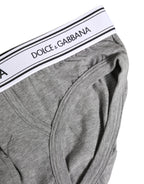 Gray Logo Waistband Men Midi Brief Underwear
