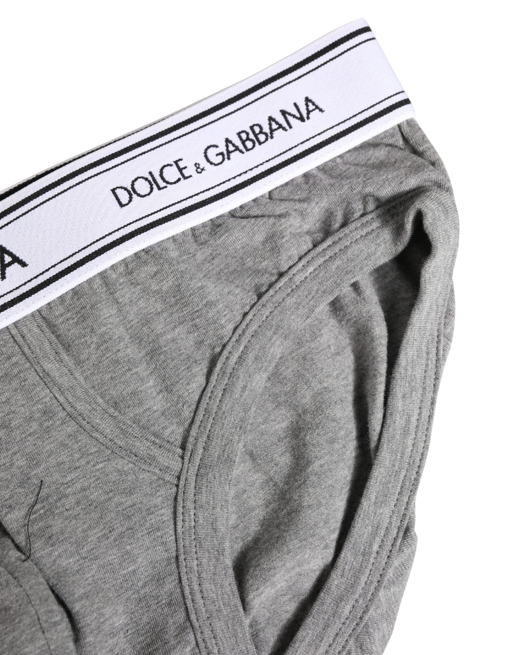 Gray Logo Waistband Men Midi Brief Underwear