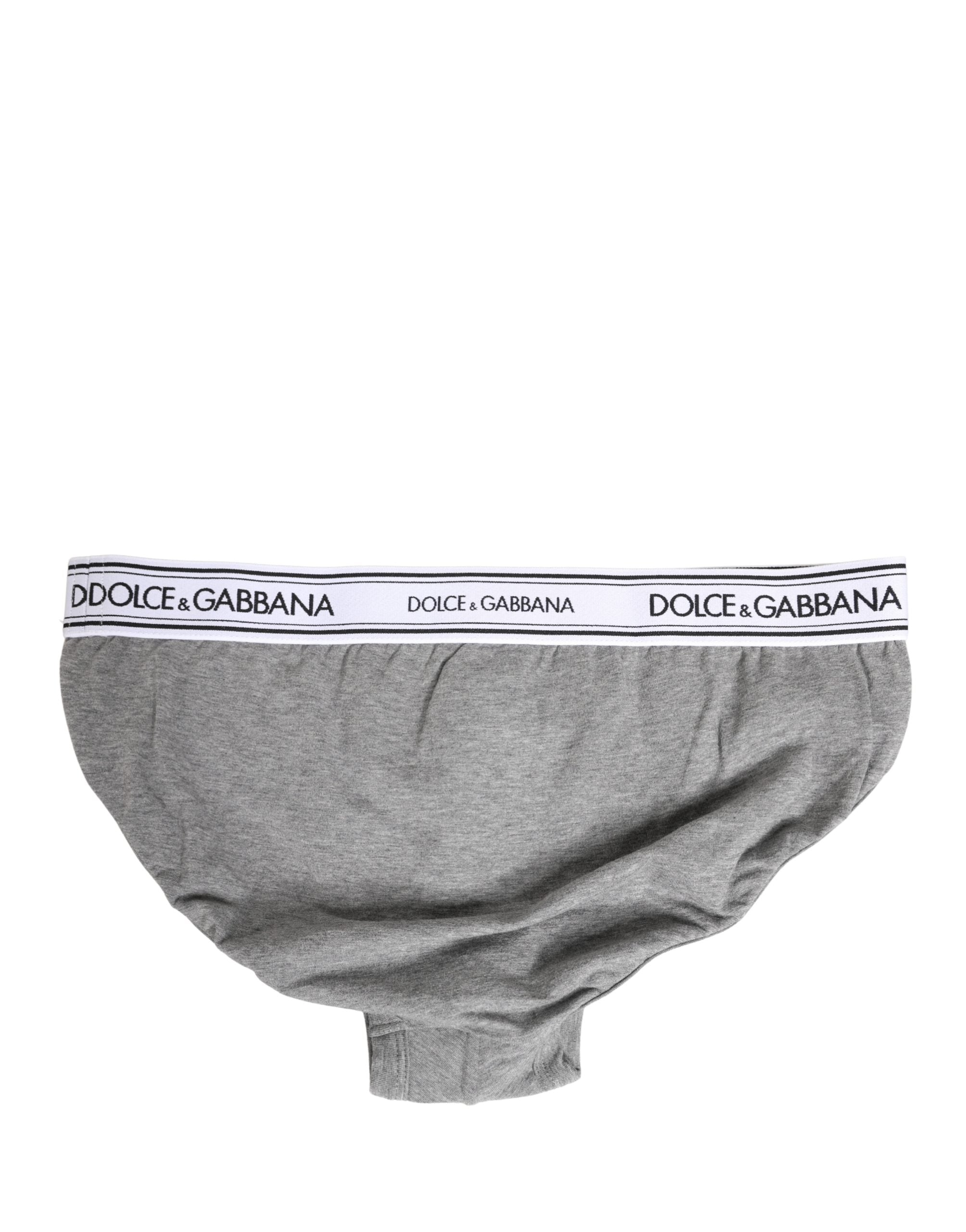 Gray Logo Waistband Men Midi Brief Underwear