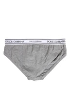Gray Logo Waistband Men Midi Brief Underwear