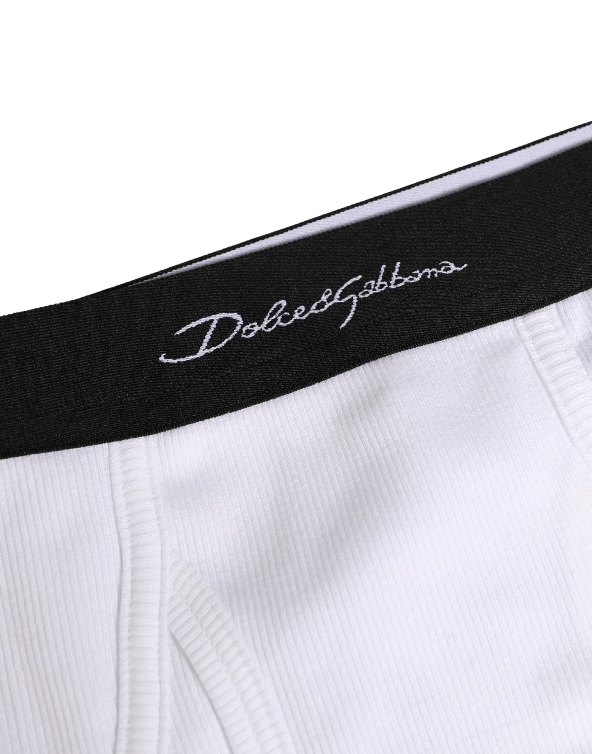 White Black Logo Waistband Men Brief Underwear