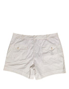 White Cotton Mid Waist Chino Bermuda Shorts
