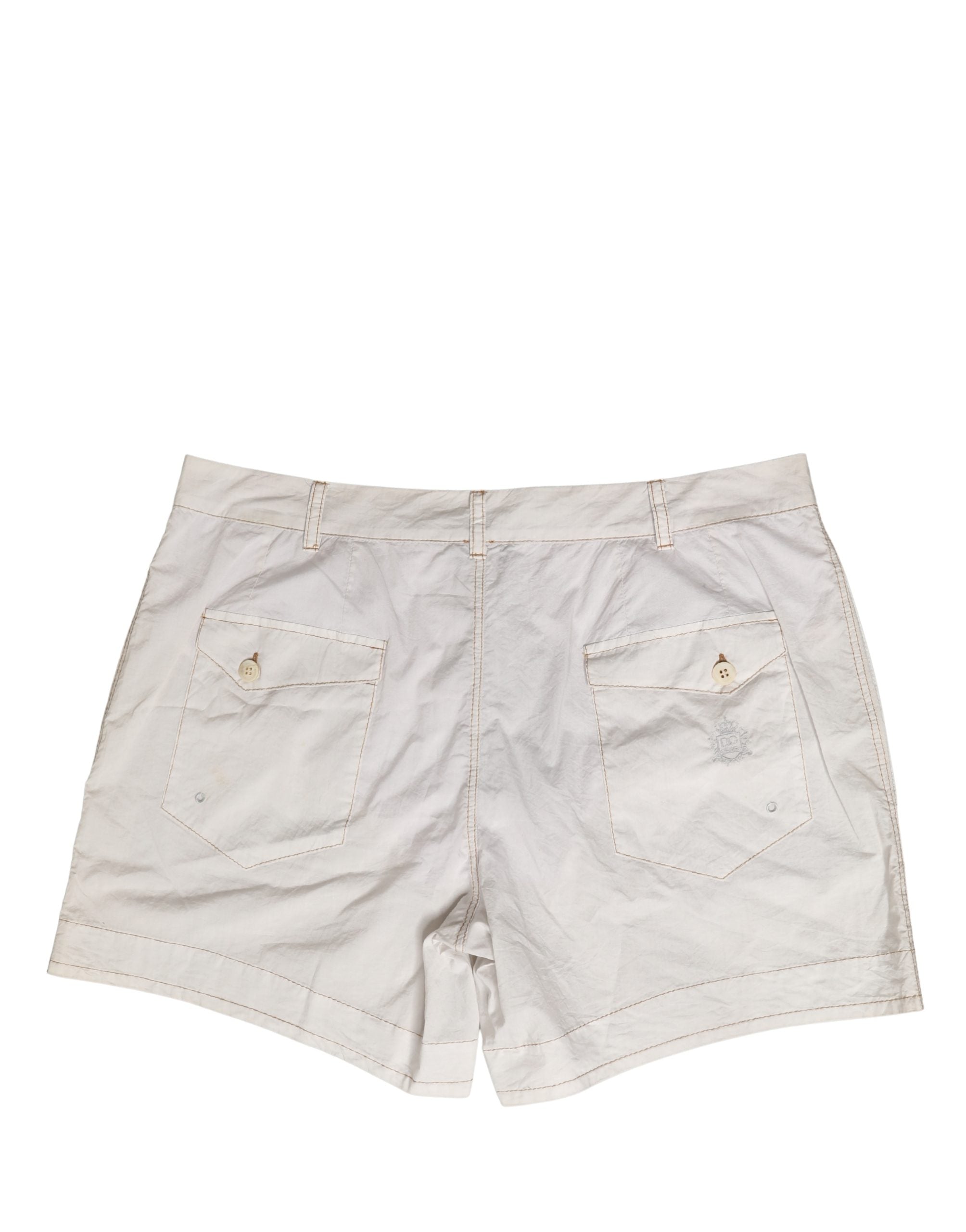 White Cotton Mid Waist Chino Bermuda Shorts