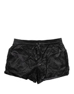 Black Logo Drawstring Beachwear Shorts Swimwear