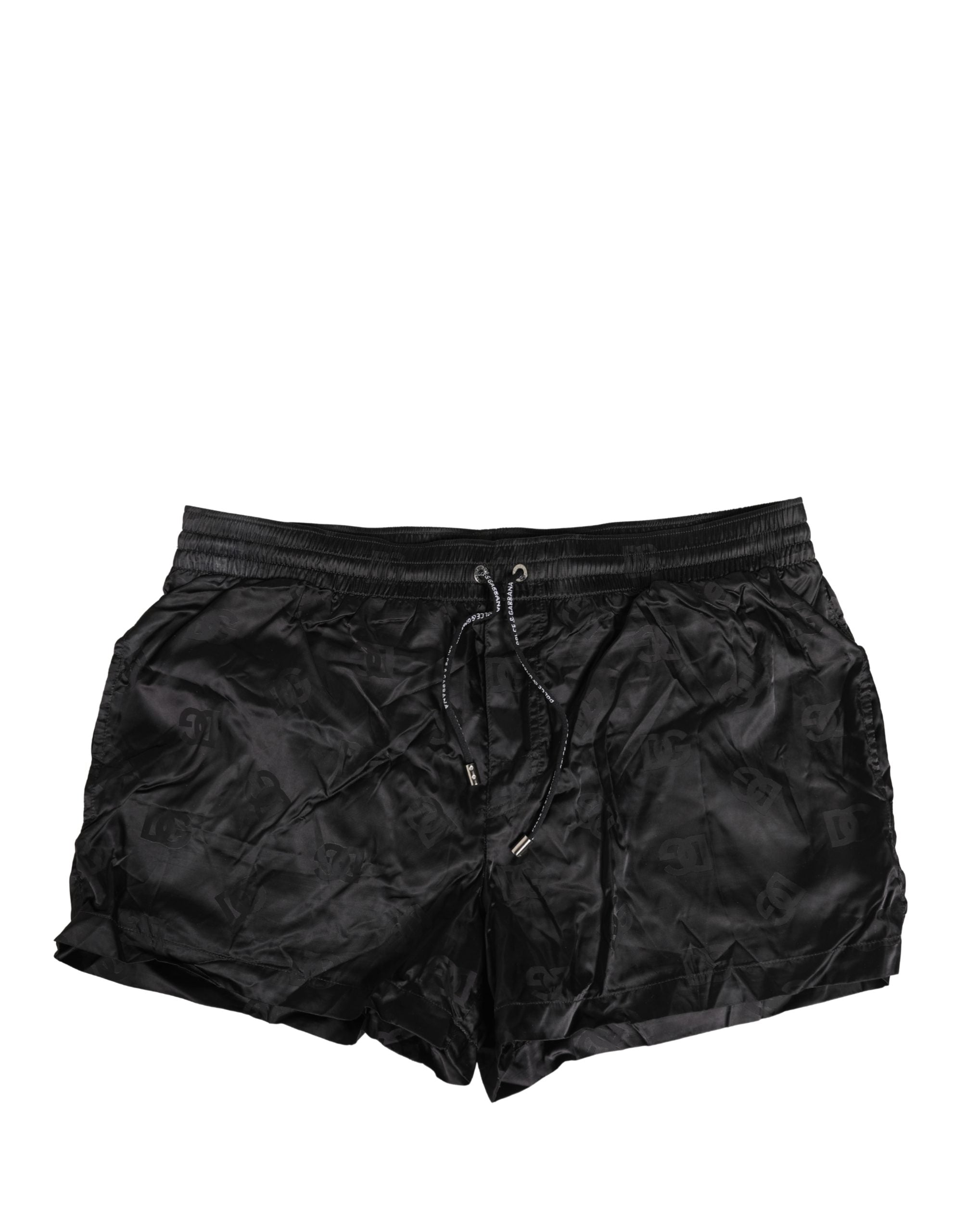 Black Logo Drawstring Beachwear Shorts Swimwear