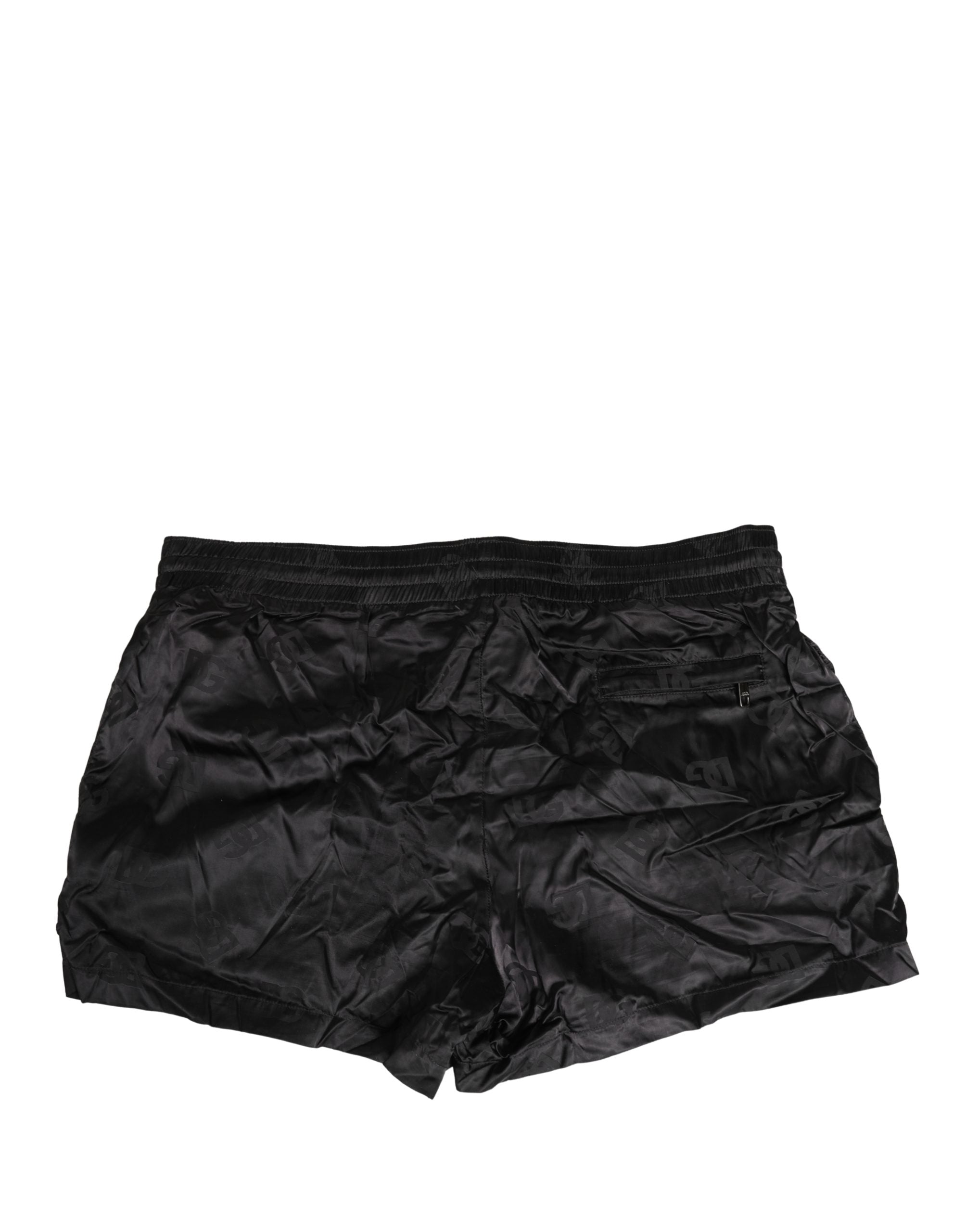 Black Logo Drawstring Beachwear Shorts Swimwear