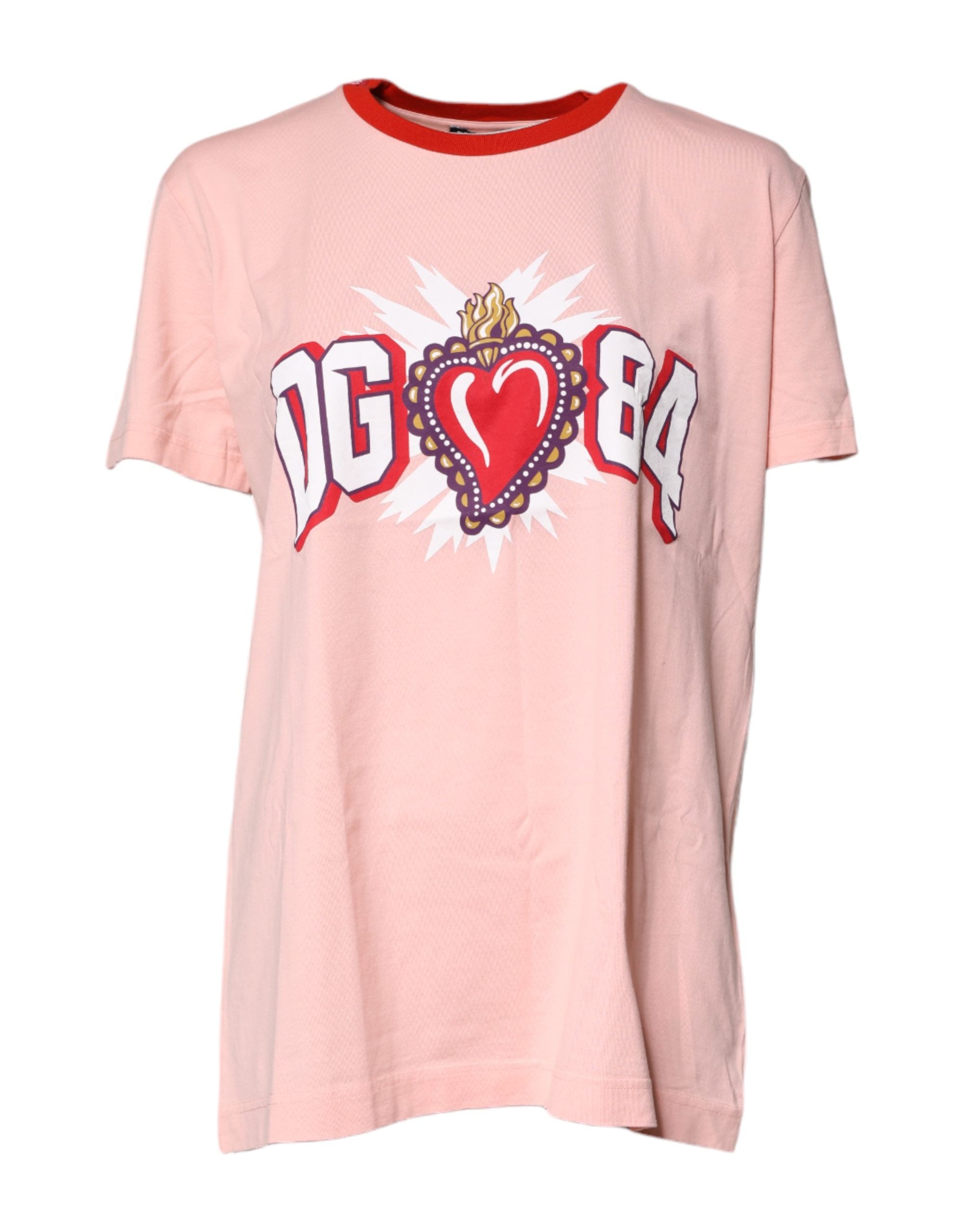 Pink DG 84 Sacred Heart Print Cotton T-shirt