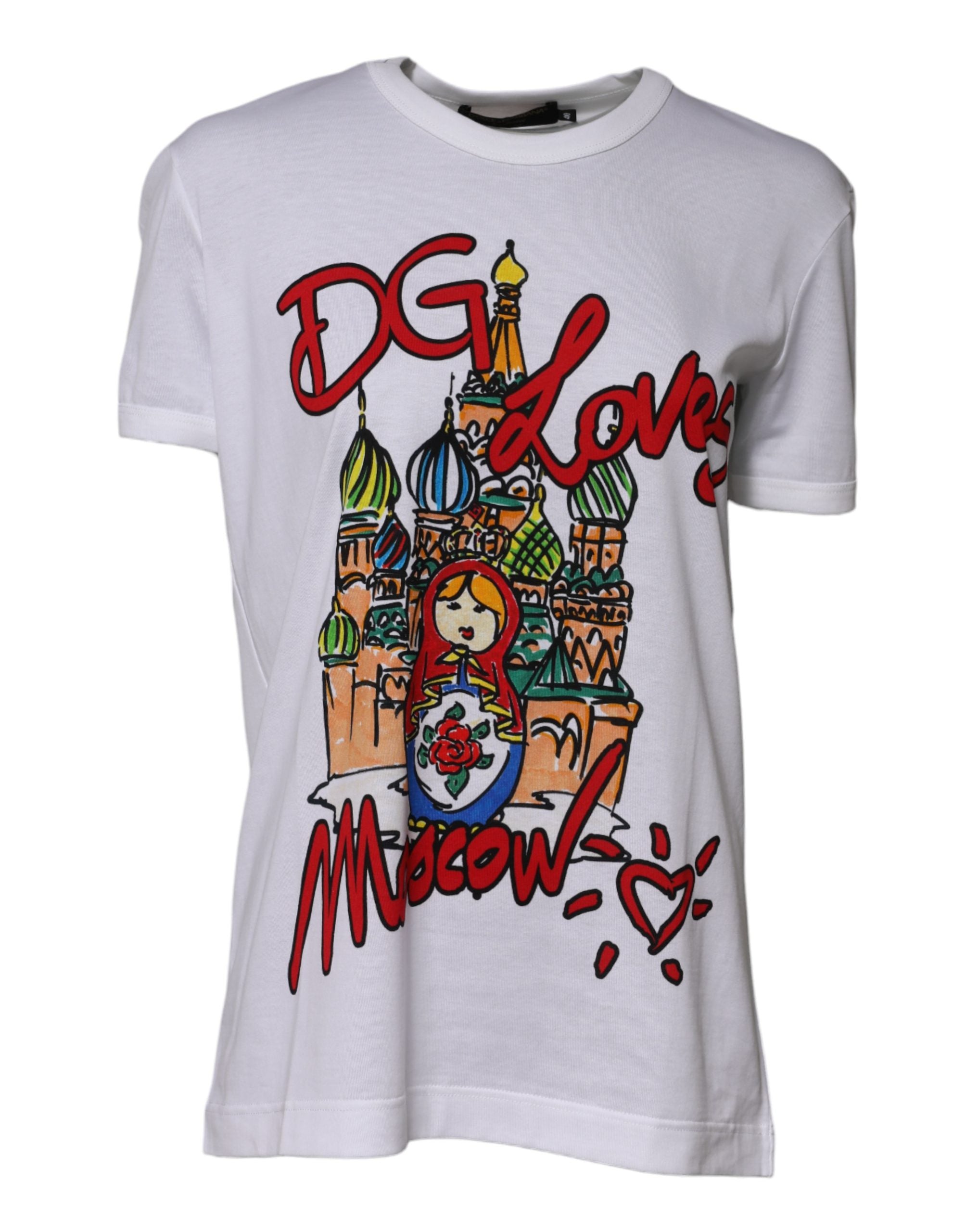 White DG Loves Moscow Print Cotton  T-shirt