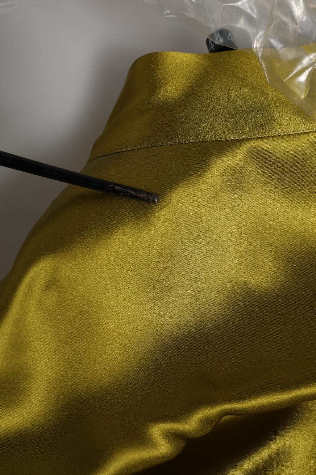 Green Satin Long Sleeve Ascot Tie Shirt Top