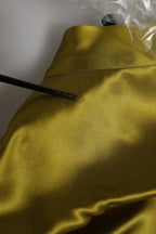 Green Satin Long Sleeve Ascot Tie Shirt Top