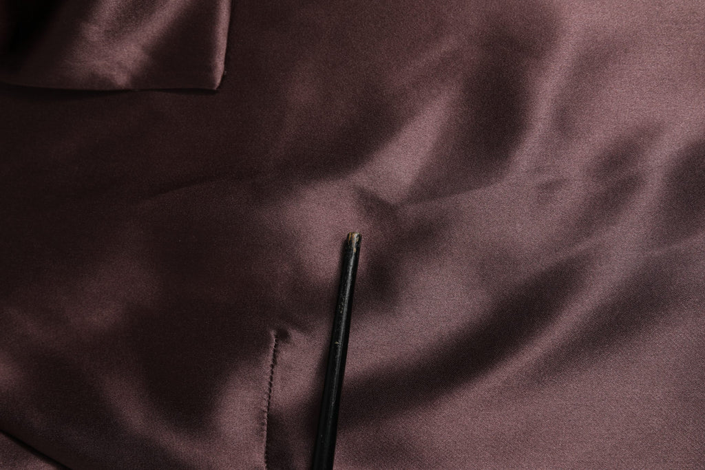 Violet Satin Long Sleeve Ascot Tie Shirt  Top