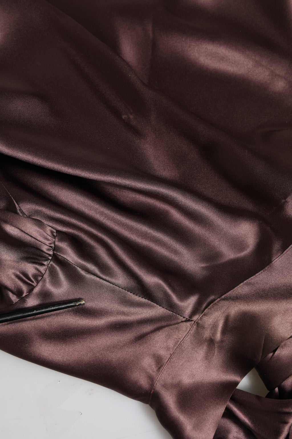 Violet Satin Long Sleeve Ascot Tie Shirt  Top