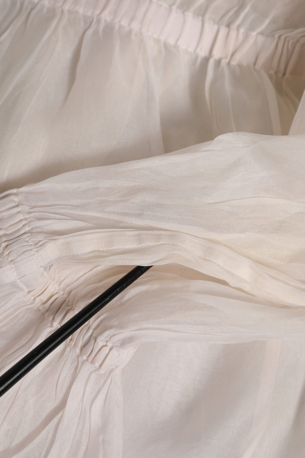 White Silk Cotton Ascot Collar Blouse Top