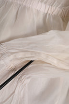 White Silk Cotton Ascot Collar Blouse Top